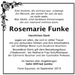 Danksagung Rosemarie Funke