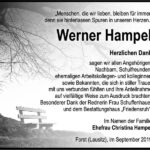 Danksagung Werner Hampel