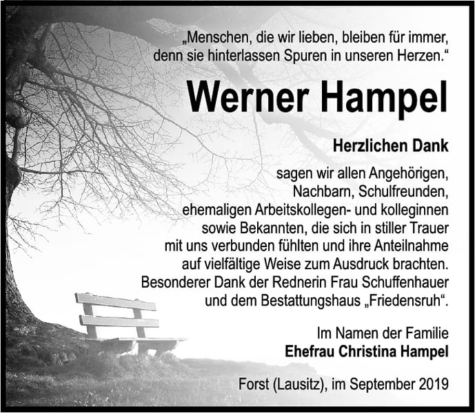Danksagung Werner Hampel