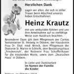 Danksagung Heinz Krautz