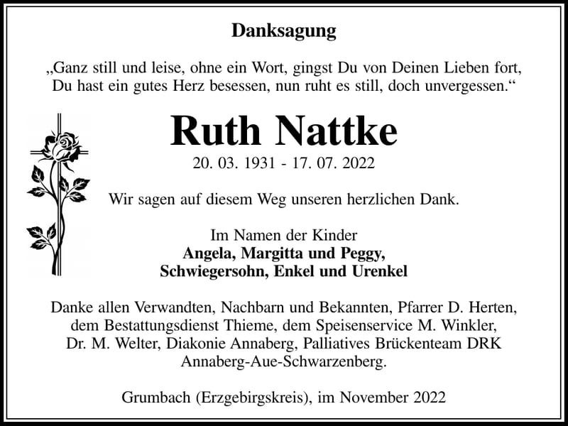 Danksagung Ruth Nattke