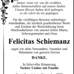Danksagung Felicitas Schiemanz