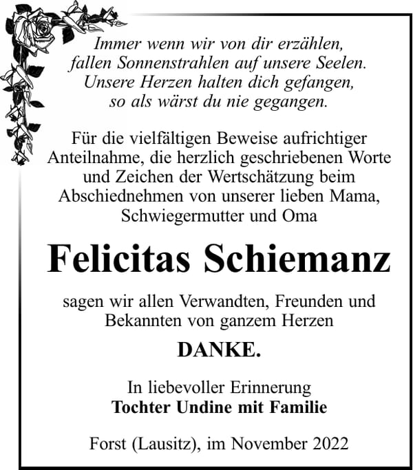 Danksagung Felicitas Schiemanz