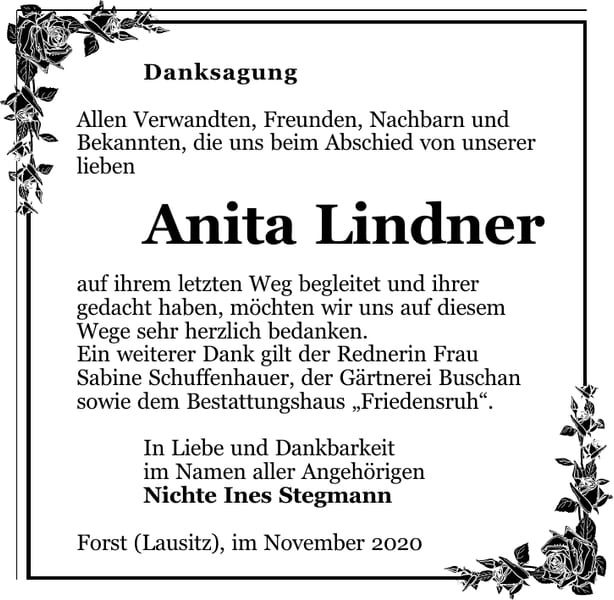 Danksagung Anita Lindner