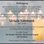 Traueranzeige Ursula Simmank, geb. Jende