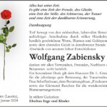 Danksagung Wolfgang Zabiensky