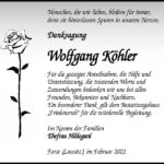 Danksagung Wolfgang Köhler