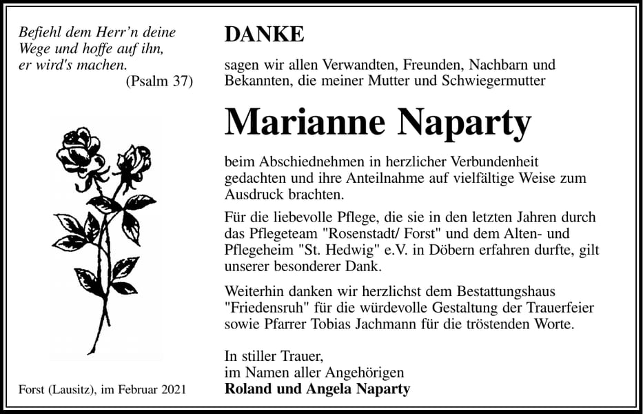 Danksagung Marianne Naparty