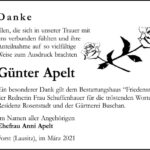 Danksagung Günter Apelt