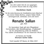 Danksagung Renate Sallan, geb. Pohl
