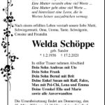 Traueranzeige Welda Schöppe, geb. Sander