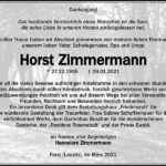 Danksagung Horst Zimmermann
