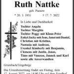 Traueranzeige Ruth Nattke, geb. Passow