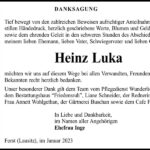 Traueranzeige Heinz Luka
