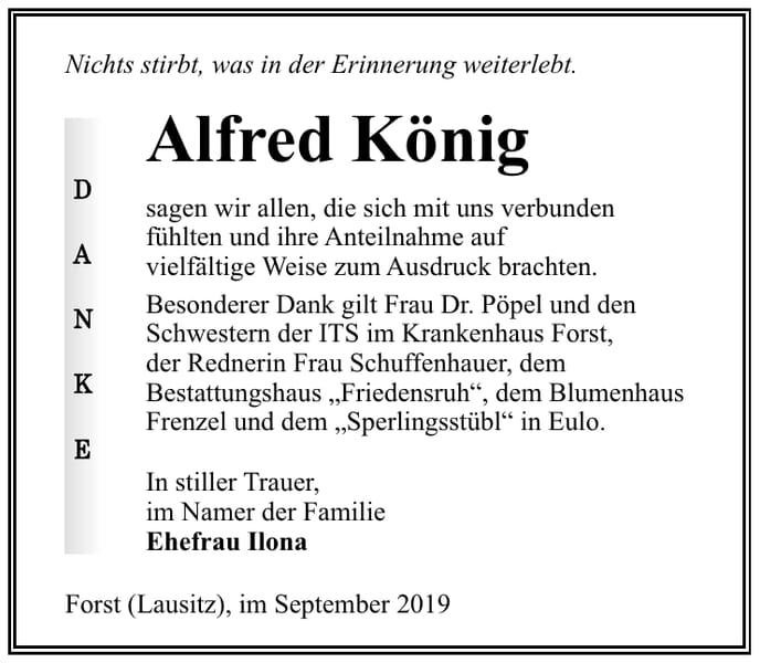 Danksagung Alfred König