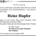 Danksagung Heinz Hupfer