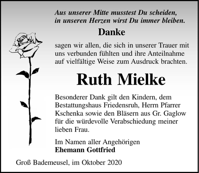 Danksagung Ruth Mielke