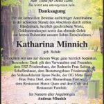 Danksagung Katharina Minnich, geb. Rohde