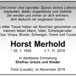 Traueranzeige Horst Merhold