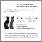 Traueranzeige Ursula Jahnz