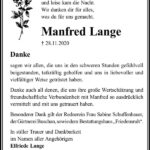 Danksagung Manfred Lange