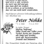 Traueranzeige Peter Nohke