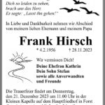 Traueranzeige Frank Hirsch