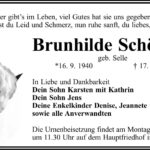 Traueranzeige Brunhilde Schönfeld, geb. Selle