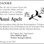 Danksagung Anni Apelt