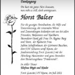 Danksagung Horst Balzer