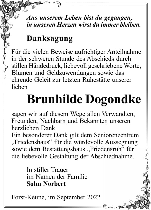 Danksagung Brunhilde Dogondke