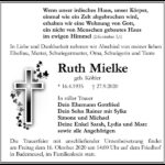 Traueranzeige Ruth Mielke, geb. Köhler