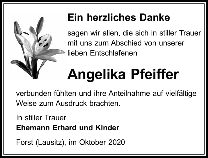 Danksagung Angelika Pfeiffer