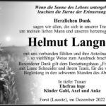 Danksagung Helmut Langner