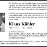 Traueranzeige Klaus Köhler