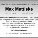 Danksagung Max Mattiske
