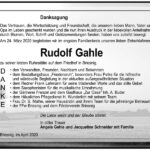 Danksagung Rudolf Gahle