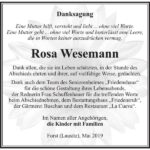 Danksagung Rosa Wesemann