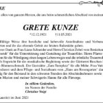 Danksagung Grete Kunze