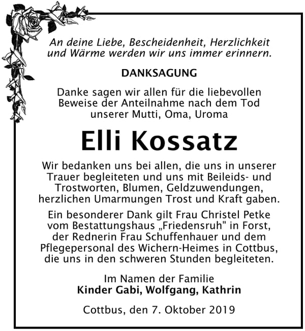 Danksagung Elli Kossatz
