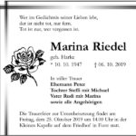 Traueranzeige Marina Riedel, geb. Harke