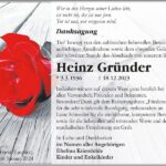 Danksagung Heinz Gründer