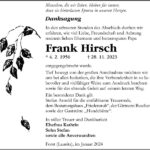 Danksagung Frank Hirsch