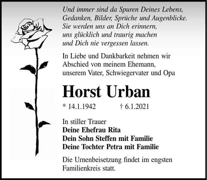 Traueranzeige Horst Urban