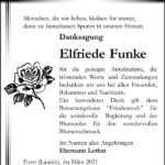 Danksagung Elfriede Funke