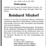 Danksagung Reinhard Mixdorf