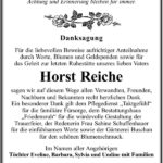 Danksagung Horst Reiche