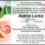Traueranzeige Astrid Lerke, geb. Golling