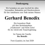 Danksagung Gerhard Benedix