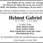 Traueranzeige Helmut Gabriel
